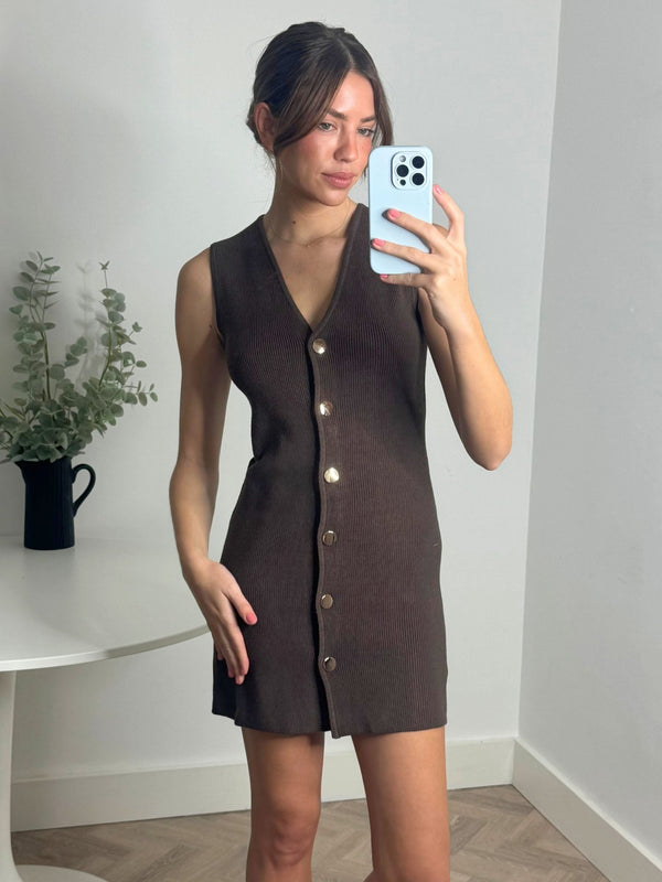 Style Cheat Eve Waistcoat Dress In Chocolate