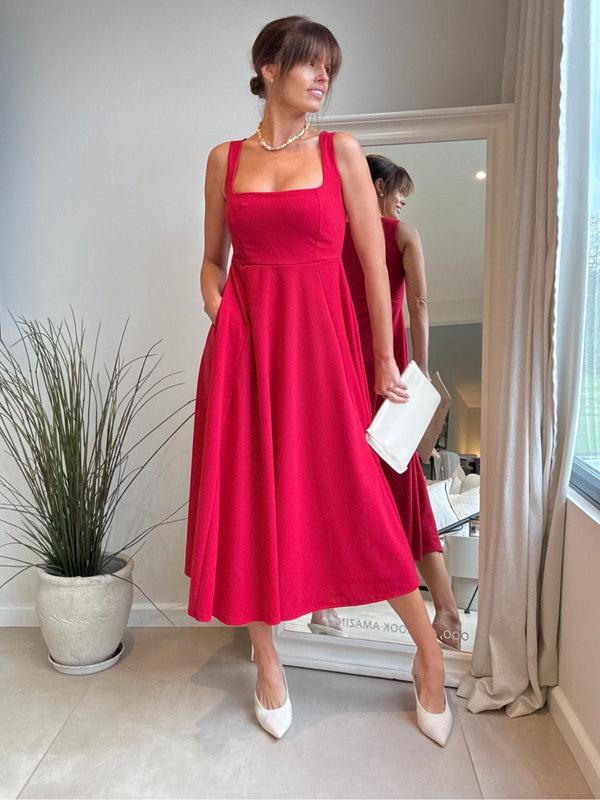 style cheat Fit & Flare Red Midi Dress
