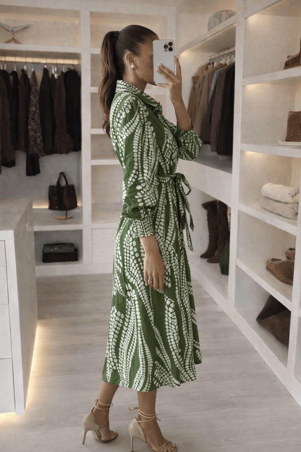 Style Cheat Green Leaf Shirt Dress