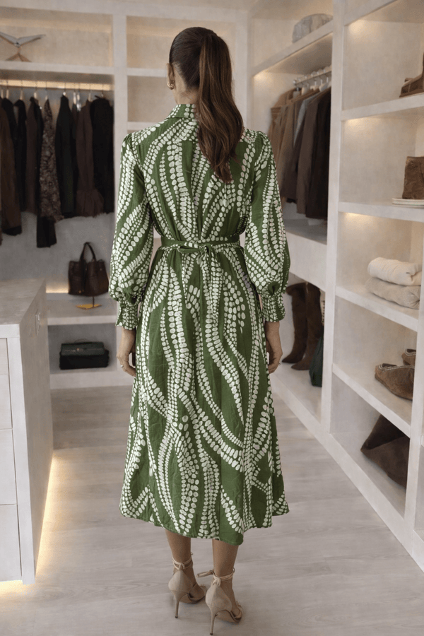 Style Cheat Green Leaf Shirt Dress