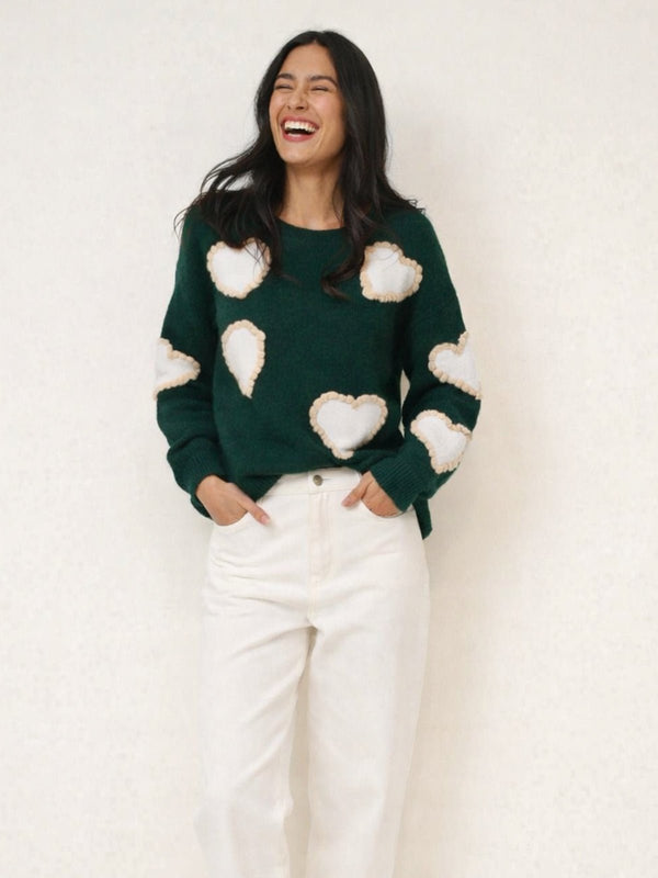 style cheat Heart Jumper - Green