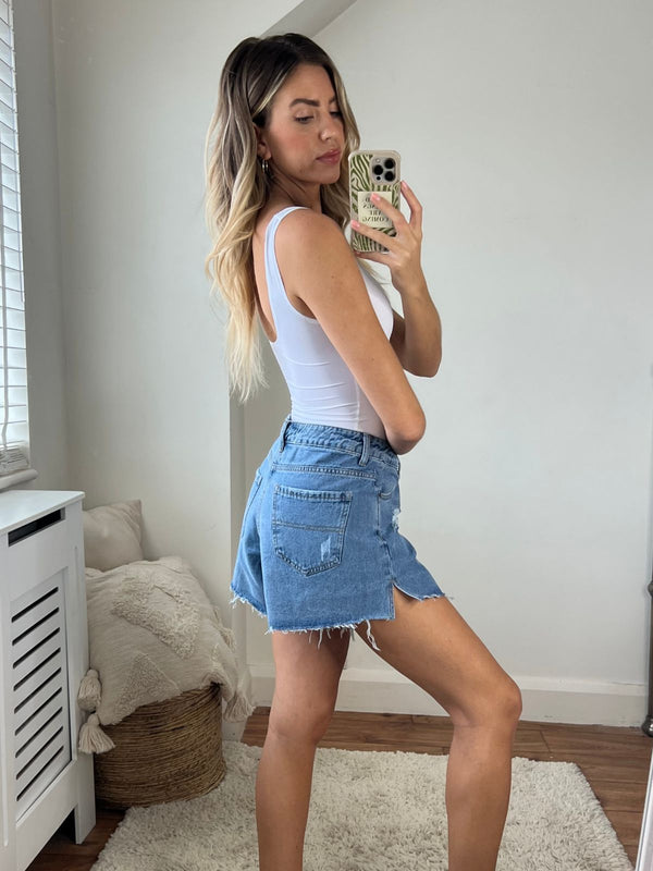 Style Cheat High Waisted Denim Shorts