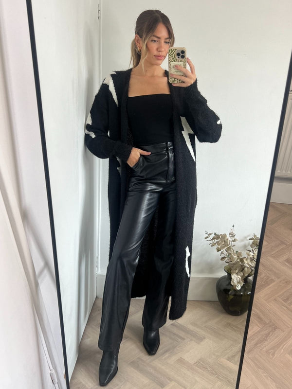 style cheat Kaia Lightning Print Long Cardigan