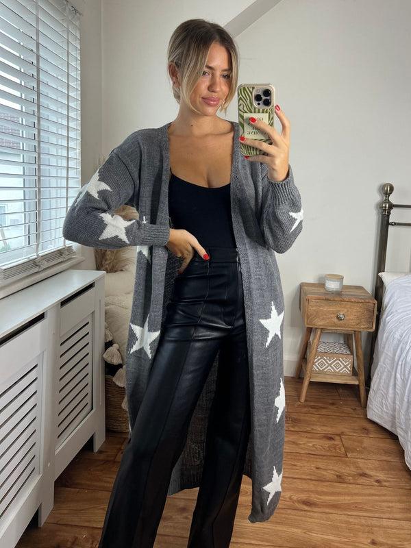 Style Cheat Kaia Star Print Long Cardigan