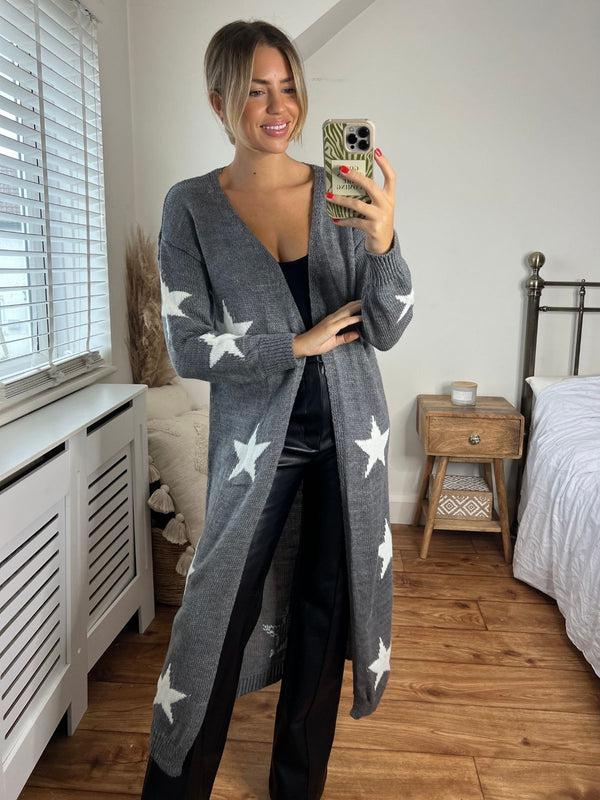 Style Cheat Kaia Star Print Long Cardigan