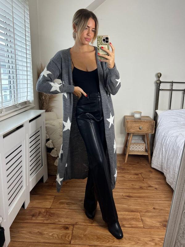 style cheat Kaia Star Print Long Cardigan