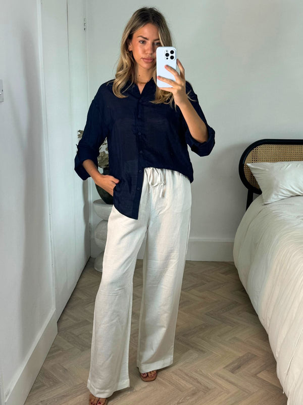 Style Cheat Kensie Roll Up Shirt In Navy