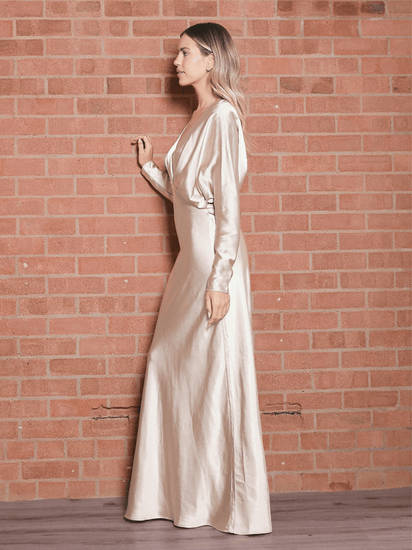 Style Cheat Kimono Long Sleeve Satin Maxi Dress