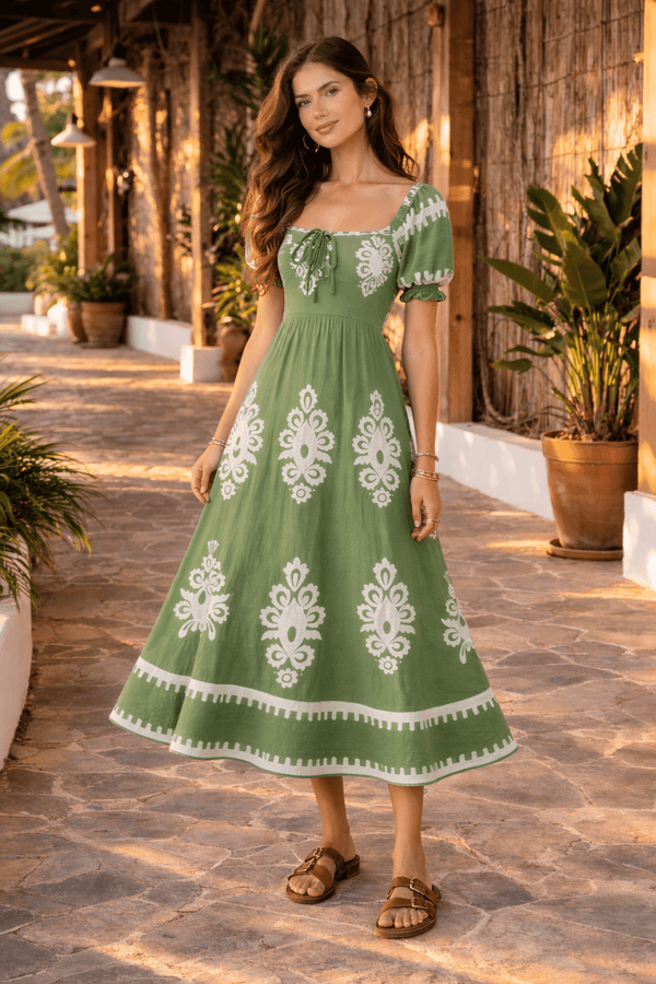 style cheat Knot Front Midi Dress Green