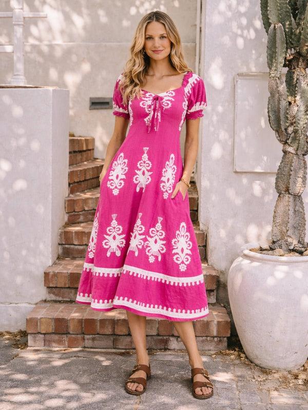 style cheat Knot Front Midi Dress Pink