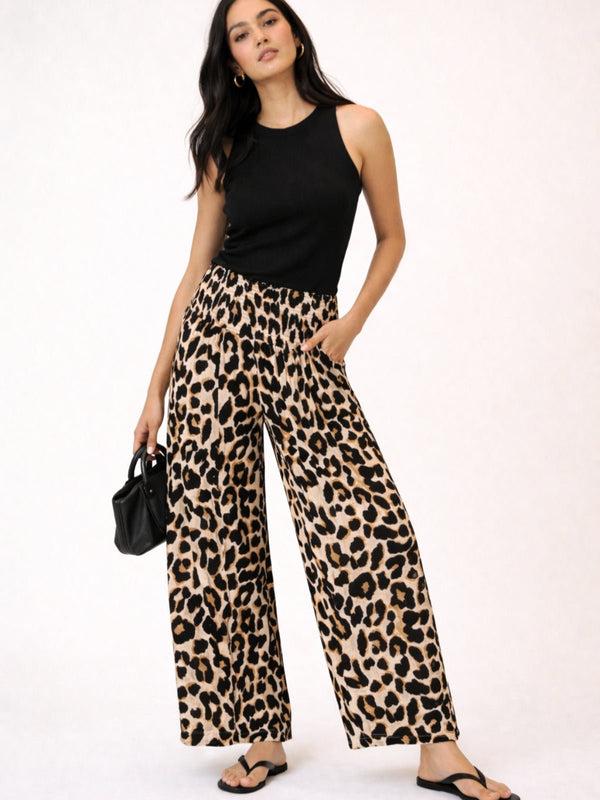 Style Cheat Leopard Print Shirred Trouser