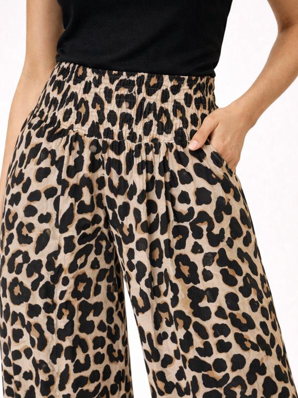 Style Cheat Leopard Print Shirred Trouser