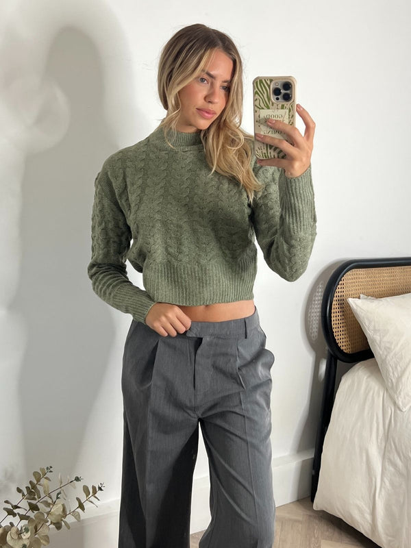 style cheat Lola Cable Knit High Neck Jumper