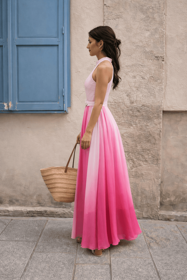 Style Cheat Luisa Belted Pleated Maxi Dress