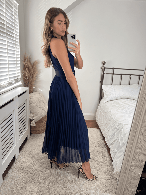 Style Cheat Luisa Belted Pleated Maxi Dress