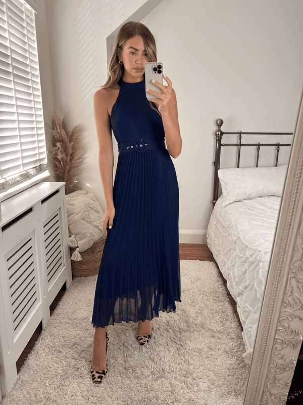 Style Cheat Luisa Belted Pleated Maxi Dress