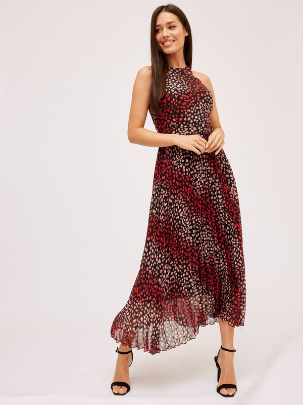 style cheat Luisa Belted Pleated Maxi Dress