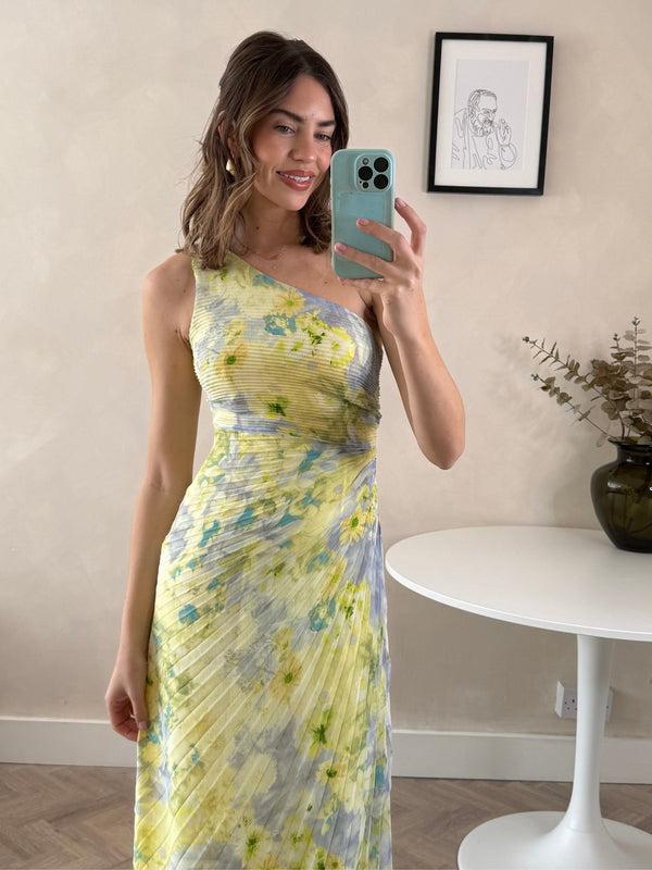 Style Cheat Marley Asymmetric Pleated Maxi Dress