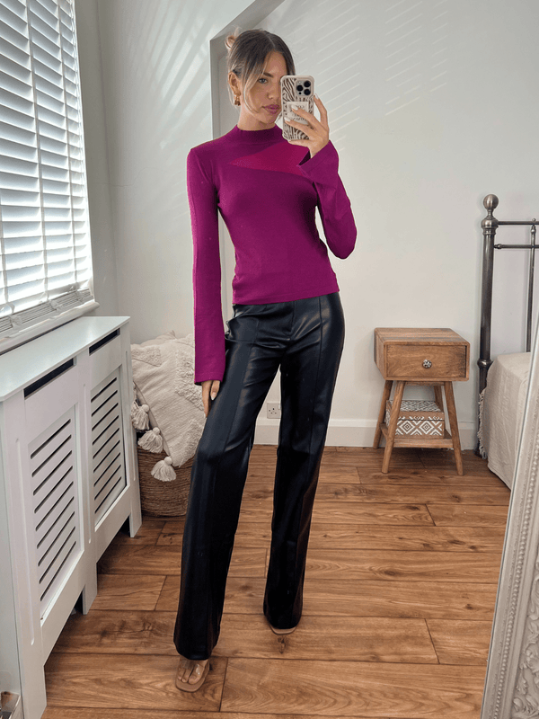 Style Cheat Maylah Sheer Panel Knitted Top