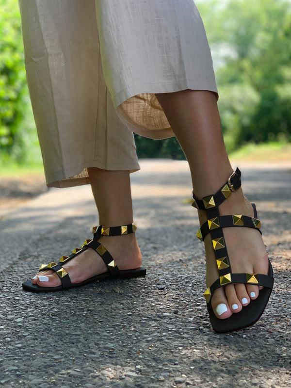 style cheat Monaco Gold Studded Sandals