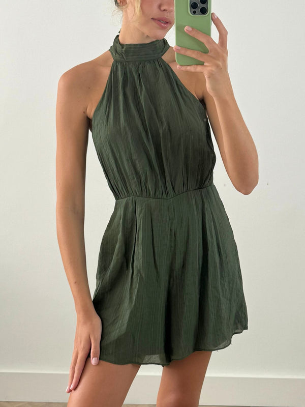 Style Cheat Nova High Neck Playsuit In Green