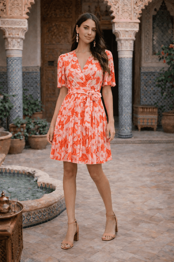 style cheat Pleat Sleeve Mini Dress