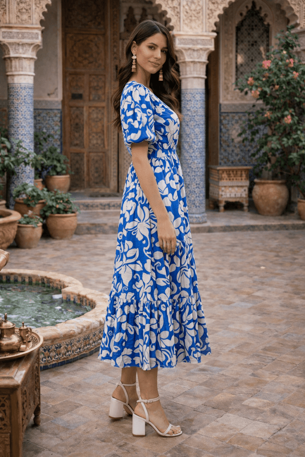 Style Cheat Puff Sleeve Midi Dress