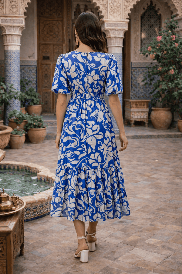 Style Cheat Puff Sleeve Midi Dress