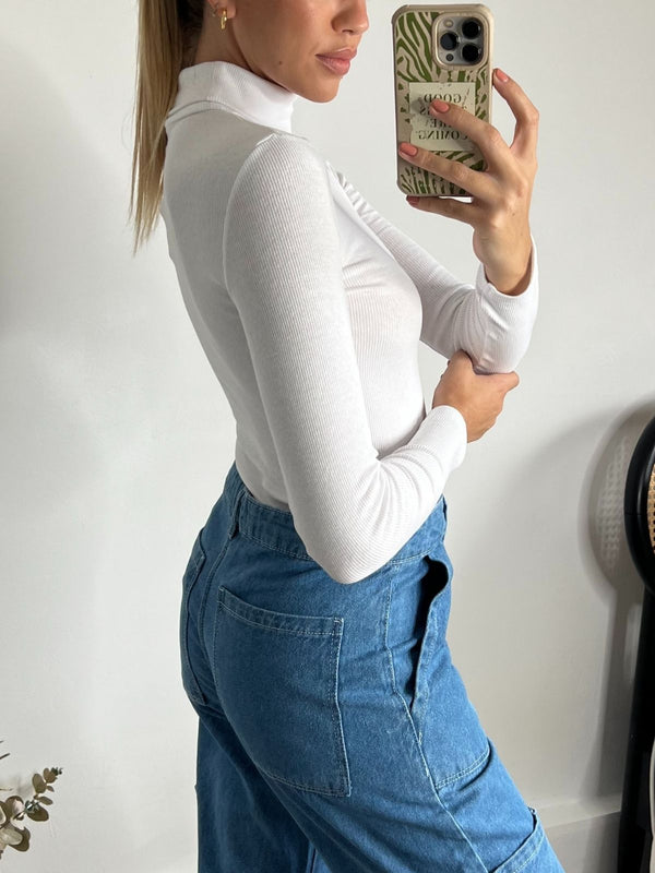 Style Cheat Roll Neck Rib Bodysuit