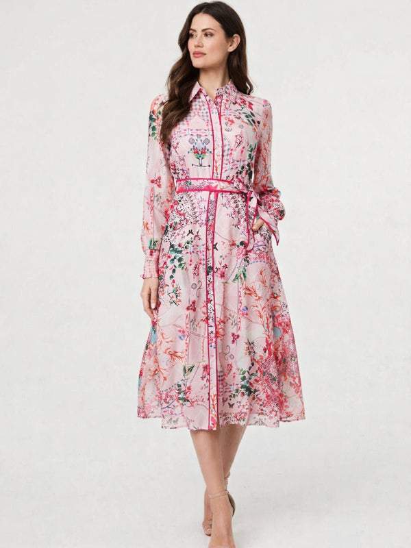 style cheat Scarf Print Shirt Dress