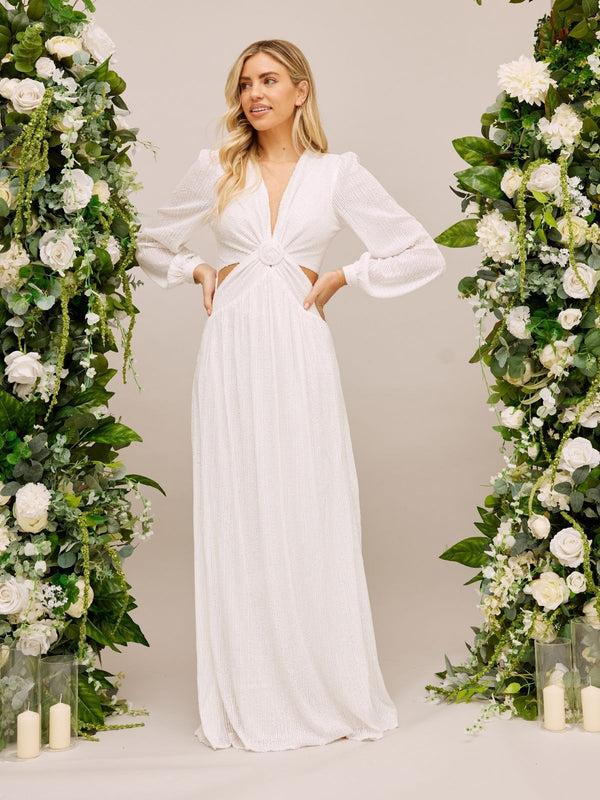 Style Cheat Sequin Cut Out Maxi Bridal Dress