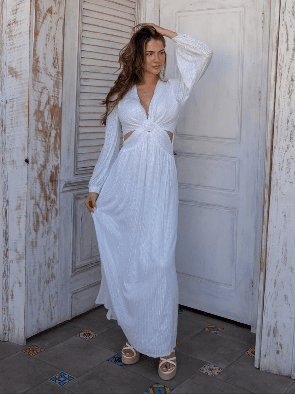 Style Cheat Sequin Cut Out Maxi Bridal Dress