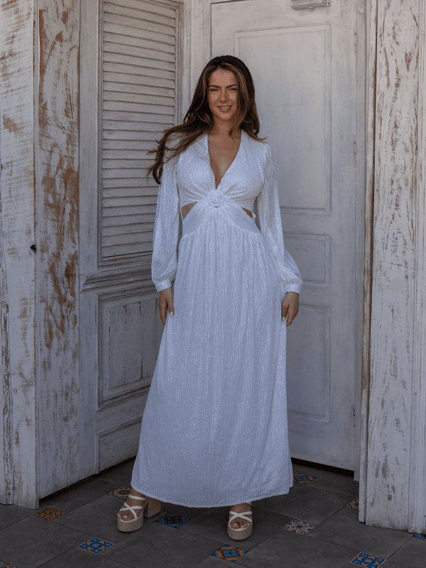 Style Cheat Sequin Cut Out Maxi Bridal Dress