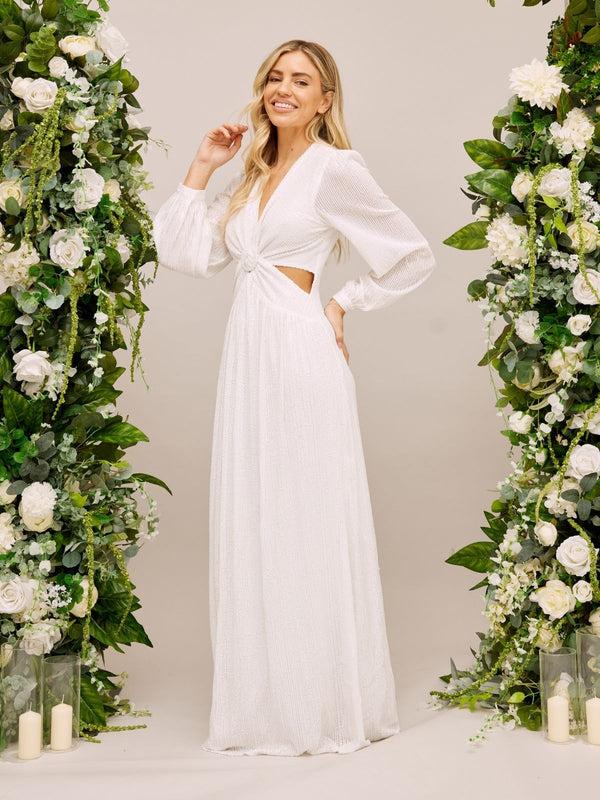 style cheat Sequin Cut Out Maxi Bridal Dress