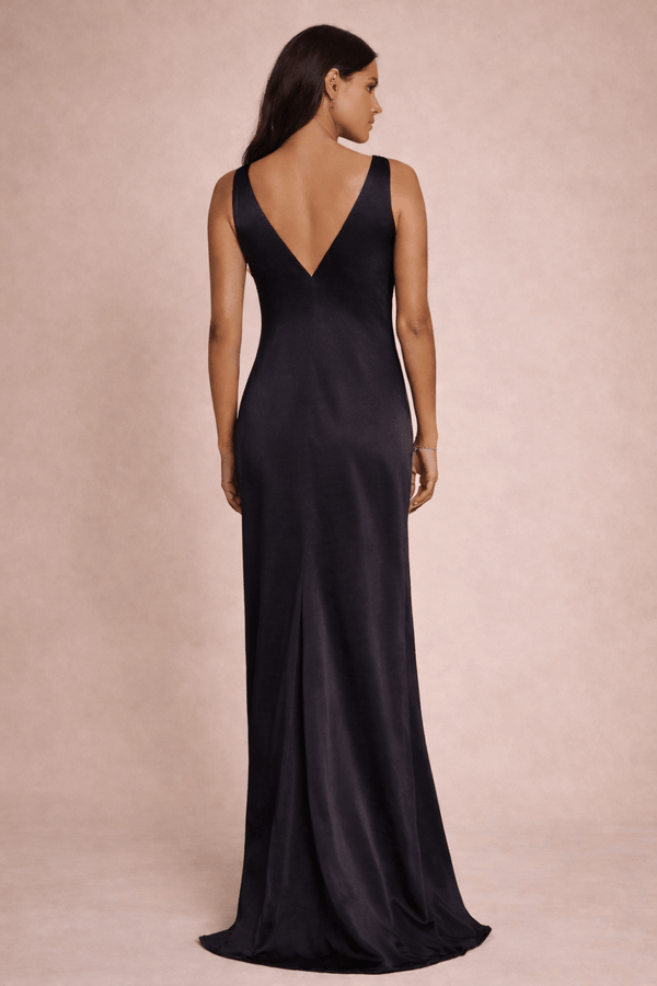 Style Cheat V Neck Satin Maxi Dress
