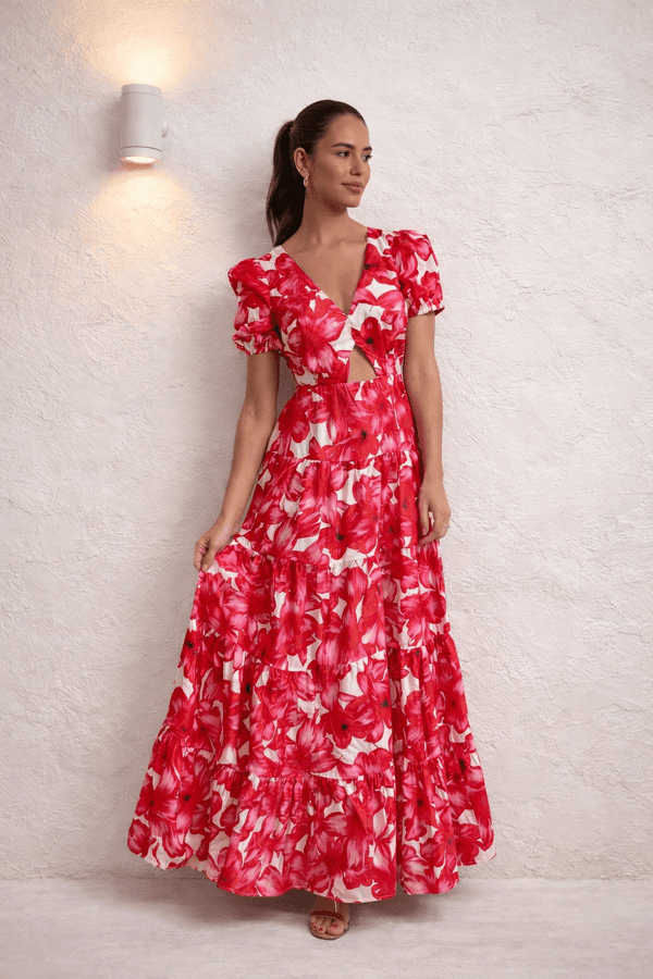 style cheat Zoe Tiered Cutout Maxi Dress