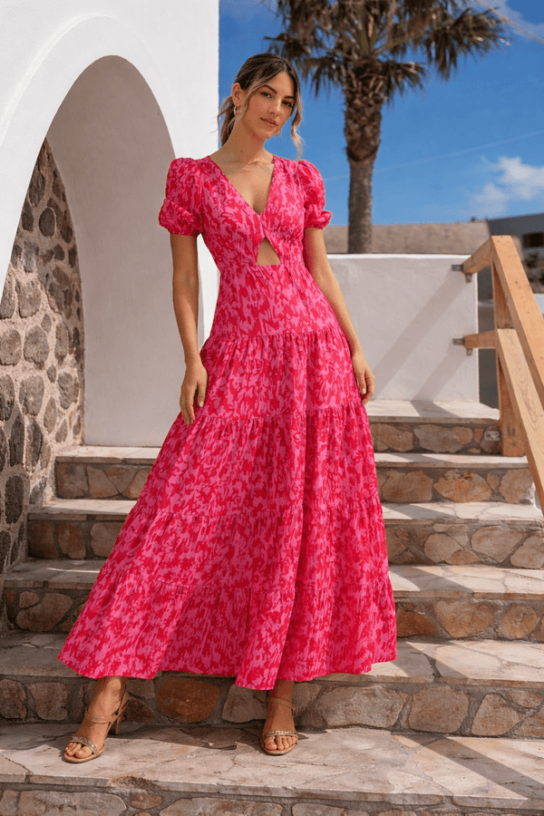 style cheat Zoe Tiered Cutout Maxi Dress