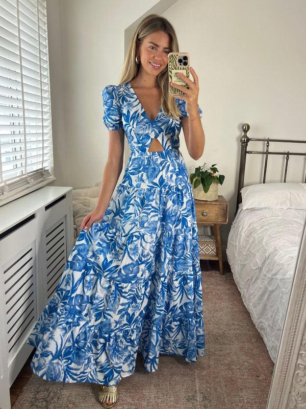 style cheat Zoe Tiered Cutout Maxi Dress