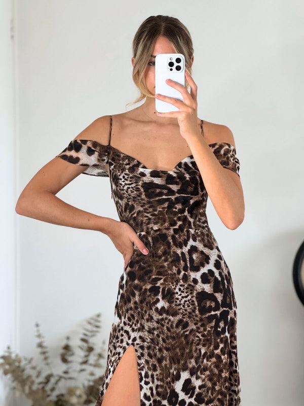Style Cheat Tasmin Cold Shoulder Maxi Dress In Animal