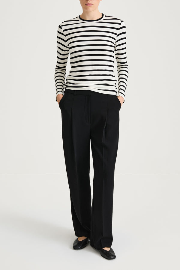 stylein JERSEY LONG SLEEVE TOP - CANVEY WHITE STRIPED