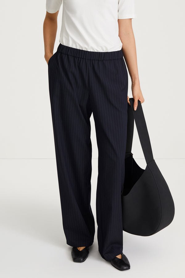 Stylein BELICIA TROUSERS - NAVY PINSTRIPE