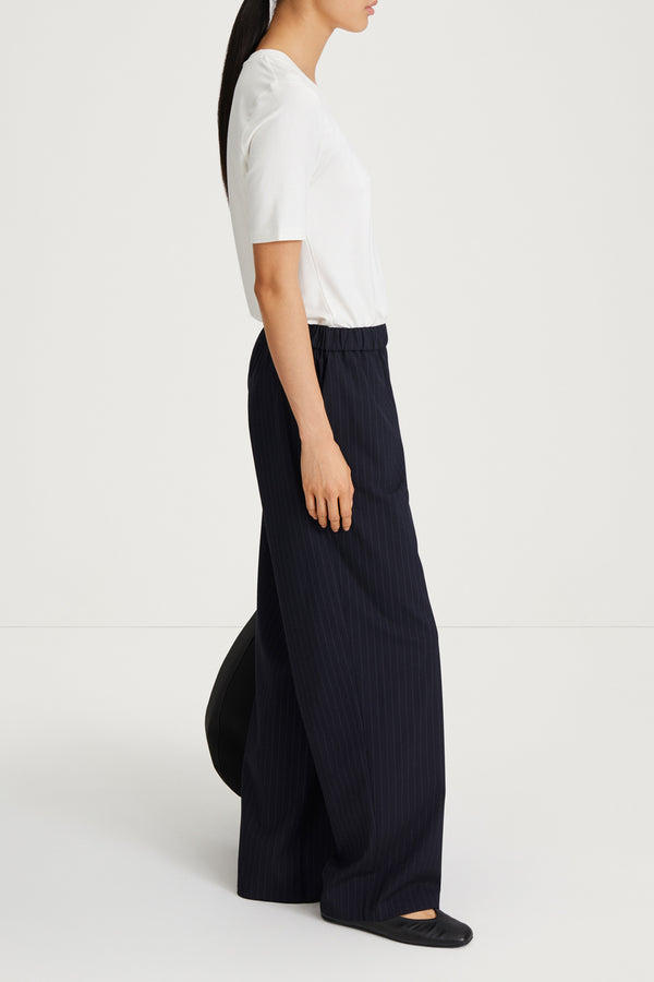 Stylein BELICIA TROUSERS - NAVY PINSTRIPE