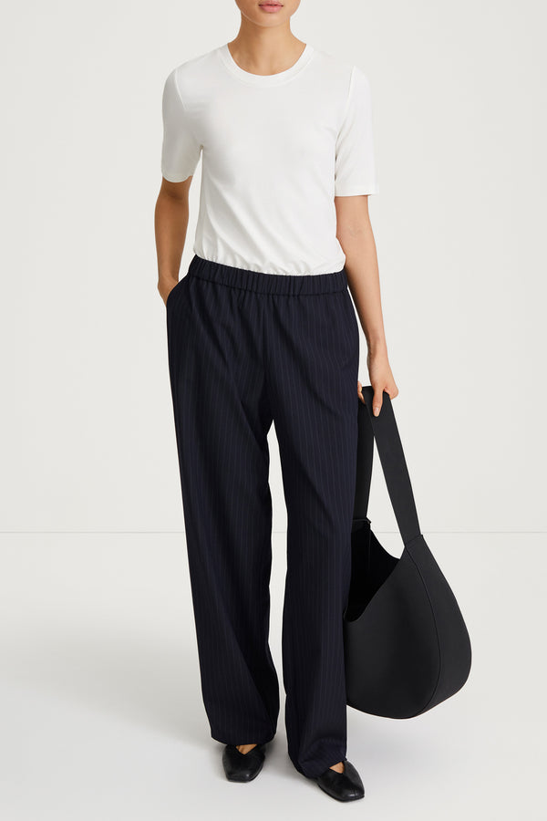 stylein BELICIA TROUSERS - NAVY PINSTRIPE