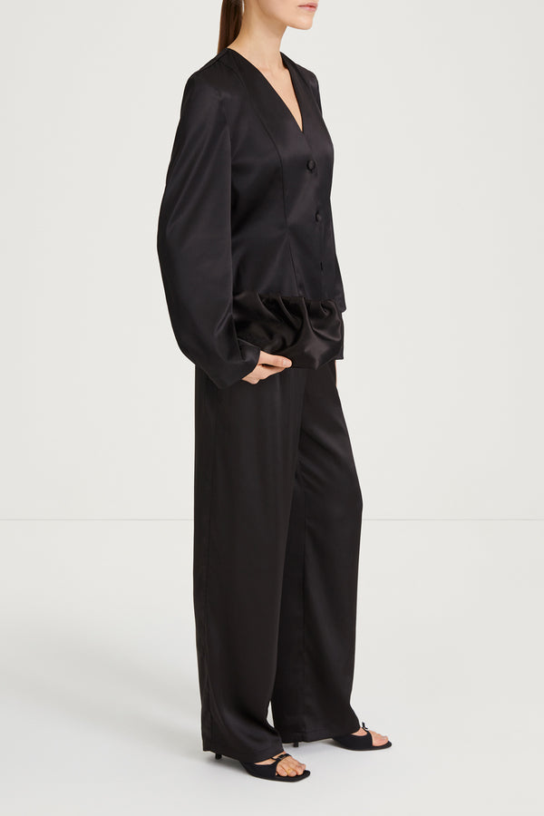 Stylein BRIAR SATIN BLOUSE - BLACK