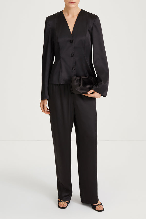 stylein BRIAR SATIN BLOUSE - BLACK