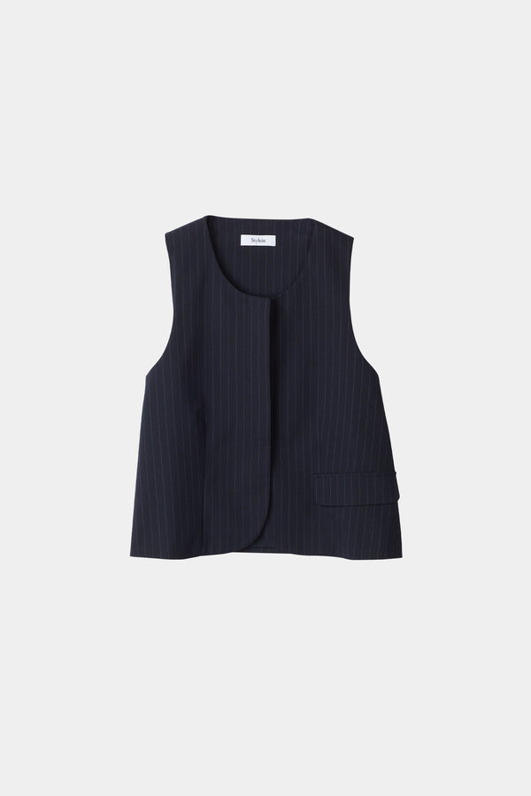 Stylein BRIXEN VEST - NAVY PINSTRIPE