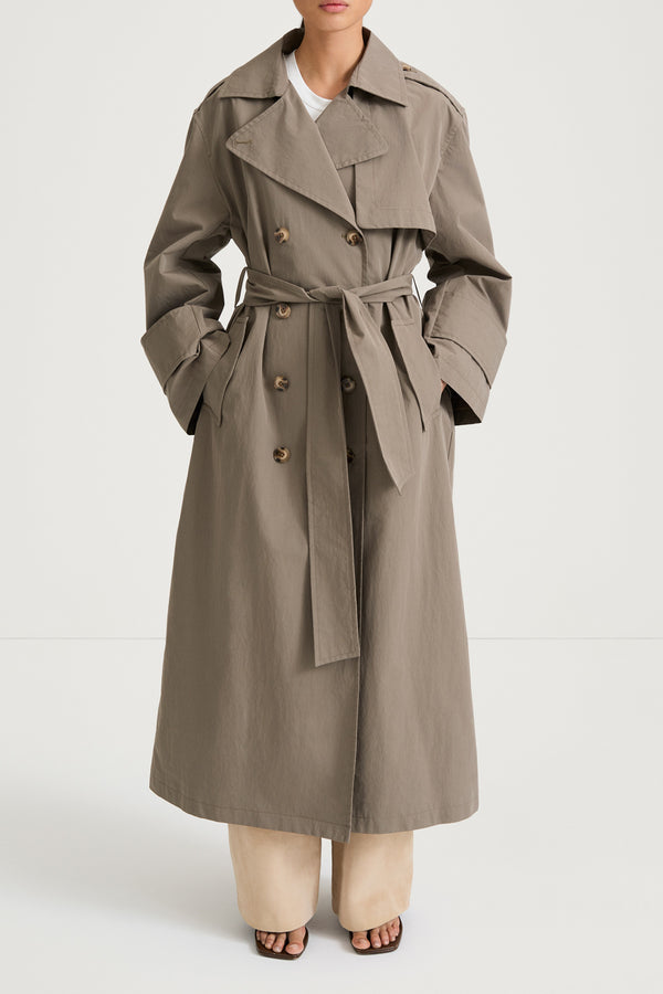 stylein SIENA TRENCH COAT LONG - MUD