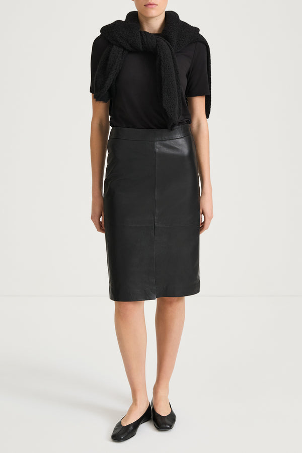 stylein VIANA LEATHER SKIRT - BLACK
