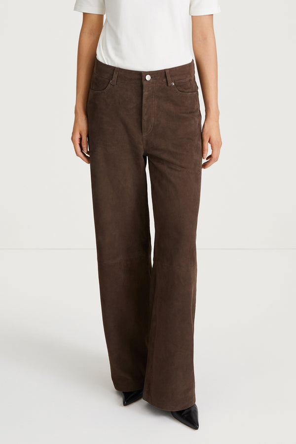 Stylein VICTORY SUEDE TROUSERS - PEBBLE BROWN