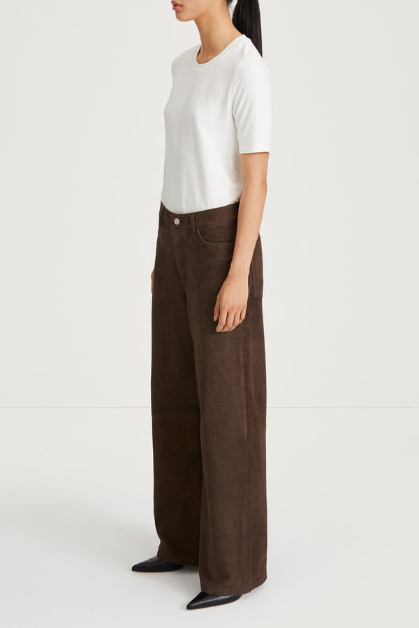 Stylein VICTORY SUEDE TROUSERS - PEBBLE BROWN
